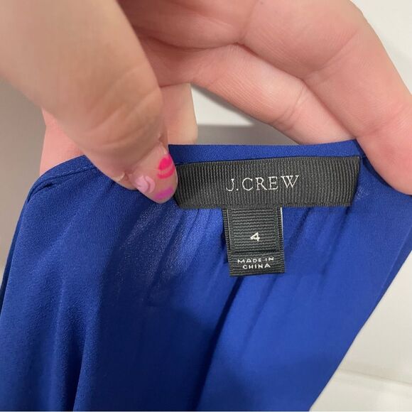 J. Crew Cobalt Blue Lightweight Split Neck Blouse - Picture 5 of 5